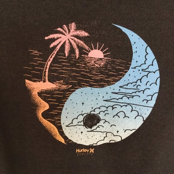 Hurley Hooded Sweatshirt Cotton Pullover Graphic in Charcoal Gray Size XS Beach - Picture 3 of 5